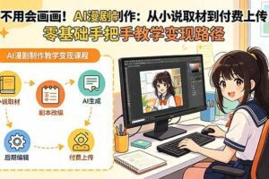 （18439期）不用会画画！AI漫剧制作：从小说取材到付费上传，零基础手把手教学变现路径