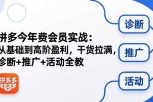 （18407期）拼多多年费会员实战(更新26年5月11)：从基础到高阶盈利，干货拉满，诊断+推广+活动全教