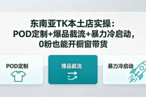 （18381期）东南亚TK本土店实操：POD定制+爆品截流+暴力冷启动，0粉也能开橱窗带货