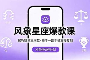（18378期）10W粉博主同款：风象星座爆款课，新手一部手机直接复制，冲创作伙伴计划