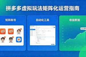 （18361期）闭眼可复制的拼多多虚拟玩法，矩阵化运营，长期稳定日入 1000+