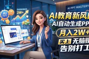 （18330期）AI教育新风口，AI自动生成PPT，月入2W+，无脑赚，告别打工