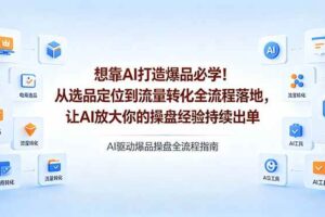 （18327期）想靠AI打造爆品必学！从选品定位到流量转化全流程落地，让AI放大你的操盘经验持续出单