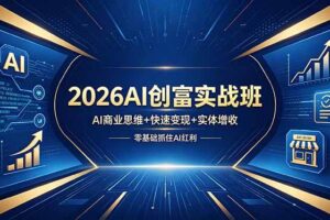 （18318期）2026AI创富实战班，AI商业思维+快速变现+实体增收，零基础抓住AI红利