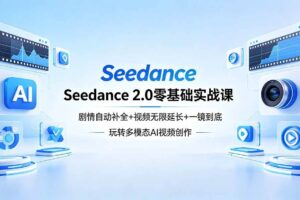 （18312期）Seedance 2.0零基础实战课：剧情自动补全+视频无限延长+一镜到底：玩转多模态AI视频创作