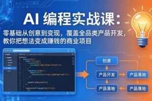 （18307期）AI编程实战课-第三期-5月3更新：零基础从创意到变现，覆盖全品类产品开发，把想法变成赚钱项目