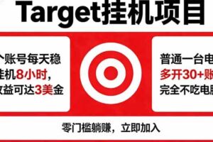 （18305期）海外平台Target，正规运营商合作、技术兜底长期稳定、防风控、任务不断档、收益透明、灵活提…