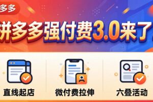（18284期）拼多多强付费3.0来了（更新4月）直线起店+微付费拉伸+六叠活动，稳定起店破解流量瓶颈