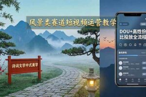（17992期）风景类赛道短视频运营教学：诗词文学中式美学，新号养号对标账号定位，DOU+高性价比投放全流程
